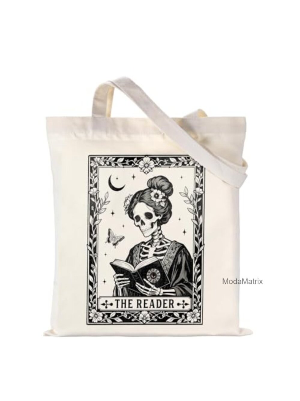 Canvas Tote Bag Skeleton Tarot Bookish Horror Gift Women